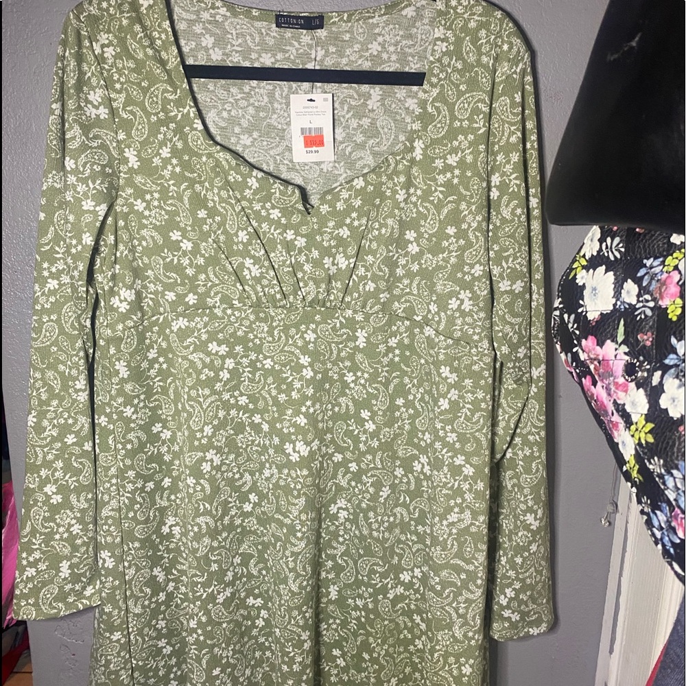 Green floral dress